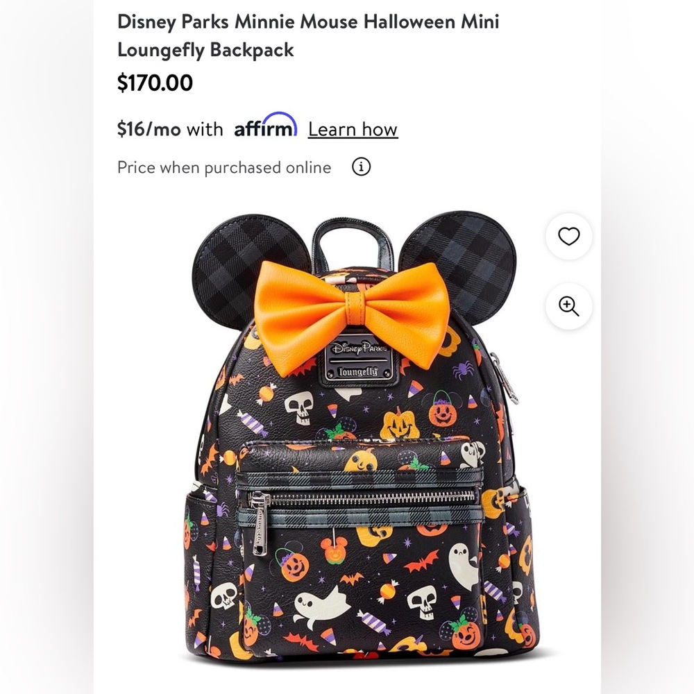 Disney Parks Loungefly Minnie Mouse Halloween Edition Backpack